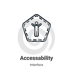 Accessability outline vector icon. Thin line black accessability icon, flat vector simple element illustration from editable