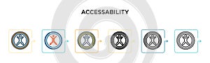 Accessability vector icon in 6 different modern styles. Black, two colored accessability icons designed in filled, outline, line