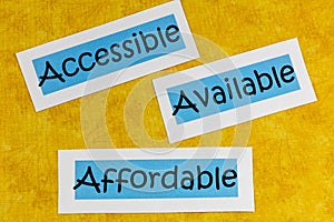 Accessible available affordable healthy planning guide future decision photo