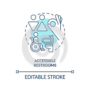 Accessible restrooms turquoise concept icon