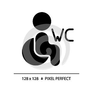 Accessible toilet pixel perfect black glyph icon