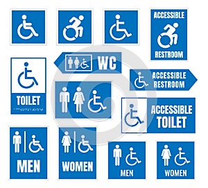 Accessible toilet sign, restroom signs for disabled people