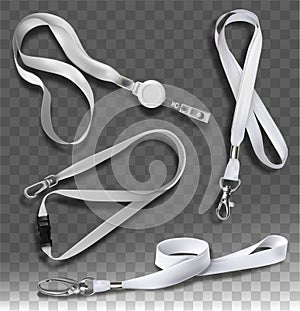 Accessories for badges with white cords.