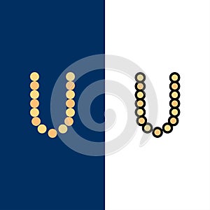 Accessories, Beauty, Lux, Necklets  Icons. Flat and Line Filled Icon Set Vector Blue Background