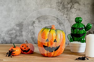 Accessories of decorations Happy Halloween day background concept.