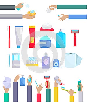 Accessories and Hygiene Items Design Flat