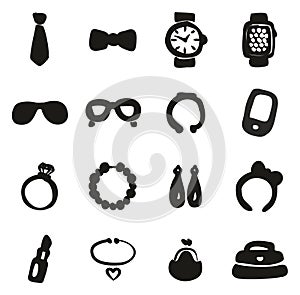 Accessories Icons Freehand Fill