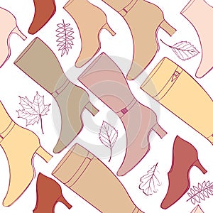 Accessories pattern. Fashion Boots and shoes background.