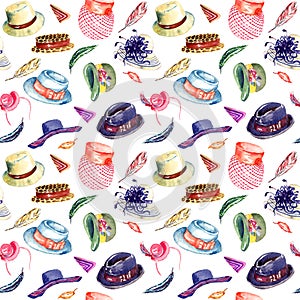 Accessories pattern hats and feathers