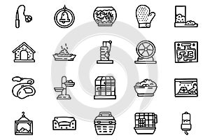 Accessories for pets line vector doodle simple icon set