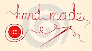 Accessories For Sewing Handmade Design Element Button, Needle an