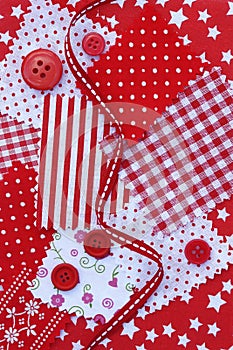 Accessories for sewing in red-white color