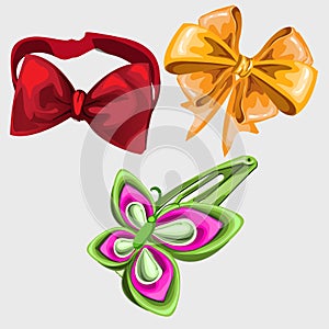 Accessories in shape of butterfly, tie and hairpin