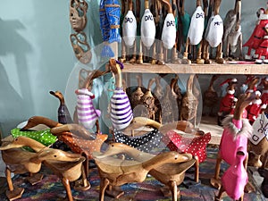 Accessories for wooden duck dolls in Tegallalang Village of Gianyar Regency of Bali, Indonesia