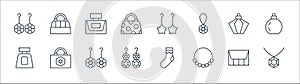 Accessory line icons. linear set. quality vector line set such as diamond necklace, pearl necklace, earrings, perfume bottle,