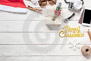 Accessory men & women to travel Christmas and Happy new year concept