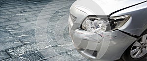 Accident auto insurance claim on crash car concept