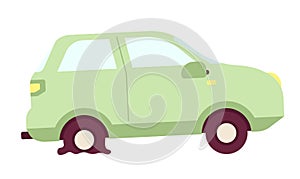 Accident automobile with flat tire 2D cartoon object