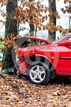 Accident - car crashed into tree