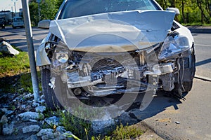 Accident. The car has a front end