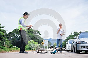 Accident with concept for insurance claim.