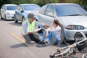 Accident with concept for insurance claim.