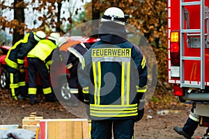 Accident - Fire brigade rescues Victim of a car photo