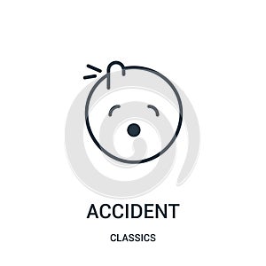 accident icon vector from classics collection. Thin line accident outline icon vector illustration. Linear symbol