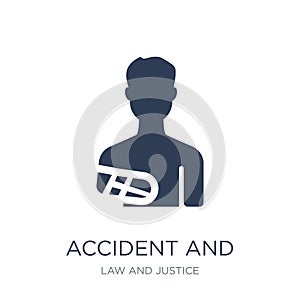 accident and injuries icon. Trendy flat vector accident and injuries icon on white background from law and justice collection
