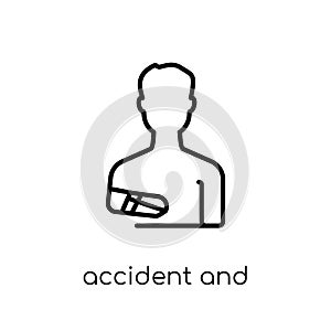 accident and injuries icon. Trendy modern flat linear vector accident and injuries icon on white background from thin line law