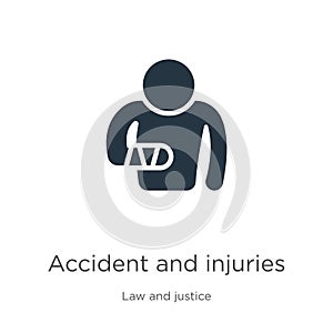 Accident and injuries icon vector. Trendy flat accident and injuries icon from law and justice collection isolated on white