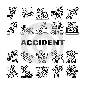 accident injury man person icons set vector