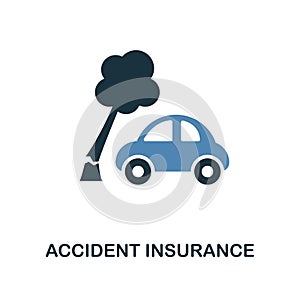 Accident Insurance icon in two color design. Line style icon from insurance icon collection. UI and UX. Pixel perfect premium acci photo