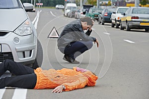 Accident. knocked down pedestrian photo