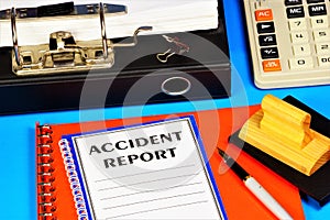 Accident report-a text label in the folder office of the Registrar.