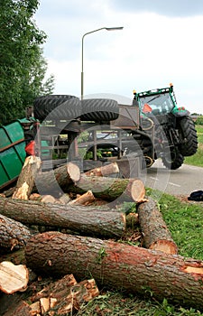 Accident with tractor and tree stumps
