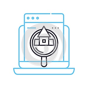 accomadation search line icon, outline symbol, vector illustration, concept sign