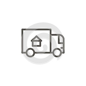 Accommodation, moving, relocation vector icon. Simple element illustration from UI concept. Accommodation, moving, relocation