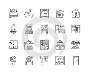 Accomodation line icons, signs, vector set, outline illustration concept photo