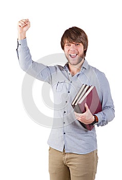Accomplished young man with books photo