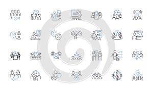 Accord line icons collection. Harmony, Agreement, Consensus, Concordance, Unity, Compatibility, Synchronization vector photo