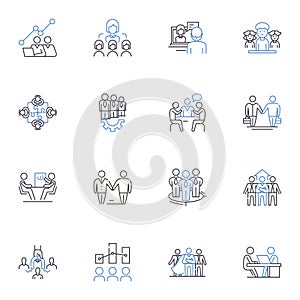 Accord line icons collection. Harmony, Agreement, Consensus, Unity, Compliance, Agreement, Concordance vector and linear photo