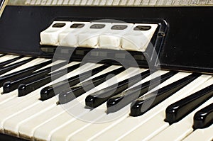 Accordion keyboard close up