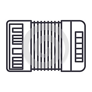 Accordion vector line icon, sign, illustration on background, editable strokes