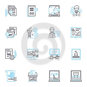 Account control linear icons set. Security, Permissions, Restrictions, Access, Identity, Validation, Authorization line
