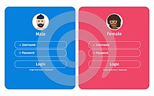 Account login and password form page on screen. Login page. sign up web forms with the detailed description. Pop up with buttons