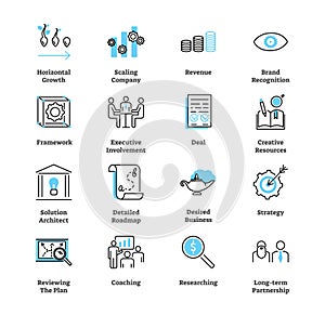 Account planning icon collection set. Vector illustration with symbols.