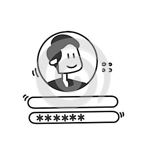 account usename password in doodle cartoon style