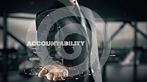 Accountability with hologram businessman concept