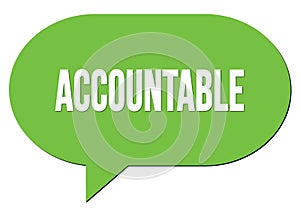 ACCOUNTABLE text written in a green speech bubble